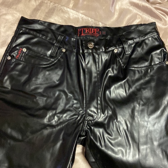 Tripp nyc Pants - TRIPP~RARE BLACK FAUX LEATHER PANTS-AUTHENTIC Y2K ERA-WORN 1X~AWESOME CONDITION!